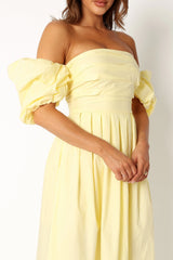 Solana Off Shoulder Midi Dress - Yellow