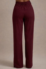 New York | Wine Pinstripe Tailored Wide-Leg Trousers