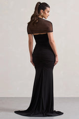 Prophecy | Black Fishtail Maxi Dress With Sheer Sleeves