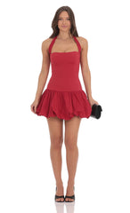 Halter Bubble Dress in Red