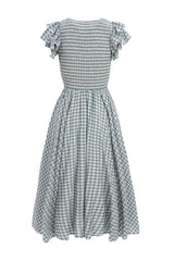 Hattie Dress in Dusty Teal Gingham