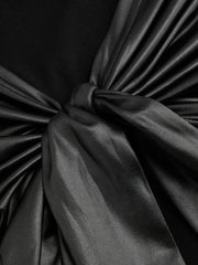 High Neck Ruched Knotted Mini Dress