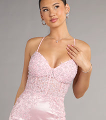 Bertha Corset Lace-Up Satin Mini Dress