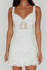 Deep Thoughts Lace Mini Dress White