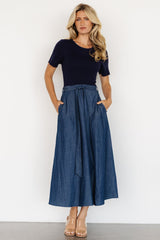 Olina Midi Dress | Chambray + Navy