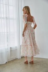 Celine Floral Tie Strap Maxi Dress