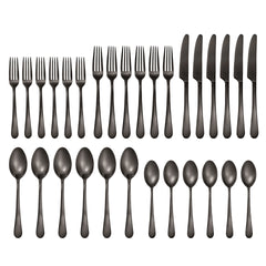 Mirabella Satin Gunmetal 30-Piece Flatware Set