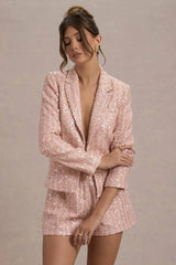 Marena | Pink Boucle Tailored Blazer