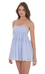 Shimmer Babydoll Dress in Baby Blue