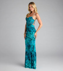 Jayleen Lace-Up Mermaid Floral Formal Dress