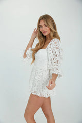 Nani Lace Bubble Sleeve Bustier Romper