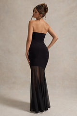 Kaylen | Black Bandeau Mesh Maxi Dress