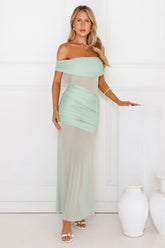 Dewdrop Dream Off Shoulder Mesh Maxi Dress
