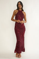 Shana Halterneck Maxi Dress Embellished Wine