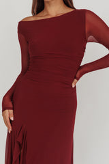 Moonlit Magic Long Sleeve Maxi Dress Wine