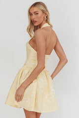 Serrah Halter Mini Dress Jacquard Butter