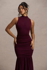 Verano | Plum High-Neck Tiered Maxi Dress