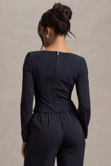 Los Angeles | Navy Pinstripe Tailored Top