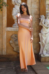 Blissful Satin Maxi Dress Orange