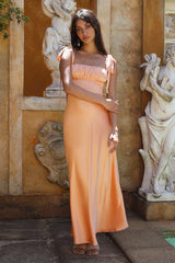 Blissful Satin Maxi Dress Orange