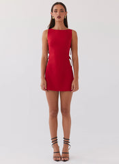 Cherish You Buckle Mini Dress - Red