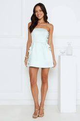 Blossom Hour Strapless Satin Mini Dress Blue