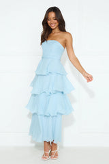 Wedding Adventure Strapless Maxi Dress Blue