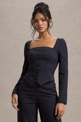 Los Angeles | Navy Pinstripe Tailored Top
