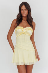Dainty Frill Trim Mini Dress Yellow