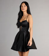 Hazel Satin Lace-Up Dress With Pockets