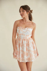 Kaylie Strapless Floral Eyelet Lace Mini Dress