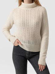 Glen Cable Knit Sweater - Cream