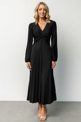 Lynda Pleated Midi Dress | Black