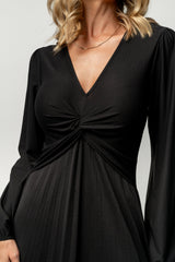 Lynda Pleated Midi Dress | Black