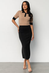 Gwendolyn Collared Midi Dress | Black + Mocha