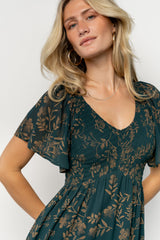 Monica Smocked Dress | Deep Topaz + Gold