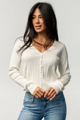Heidi Pointelle Cardigan | Ivory