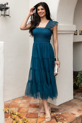 Emma Smocked Tulle Dress | Teal