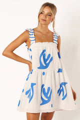 Elena Mini Dress - Blue Print