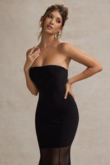 Kaylen | Black Bandeau Mesh Maxi Dress