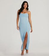 Klara Cowl Neck Faux Pearl Bead Column Dress