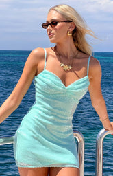 Honey Aqua Sequin Mini Dress