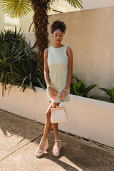 Ella Sage Green Satin Cowl Mini Dress