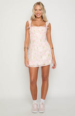 Layla Pink Floral Tie Back Mini Dress