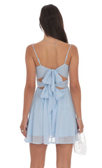 Shimmer Front Twist A-line Dress in Light Blue