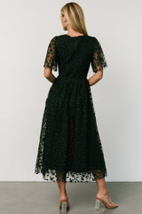 Kendra Embroidered Dress | Dark Green