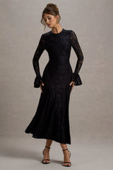 For Life | Black Lace Long-Sleeve Midi Dress