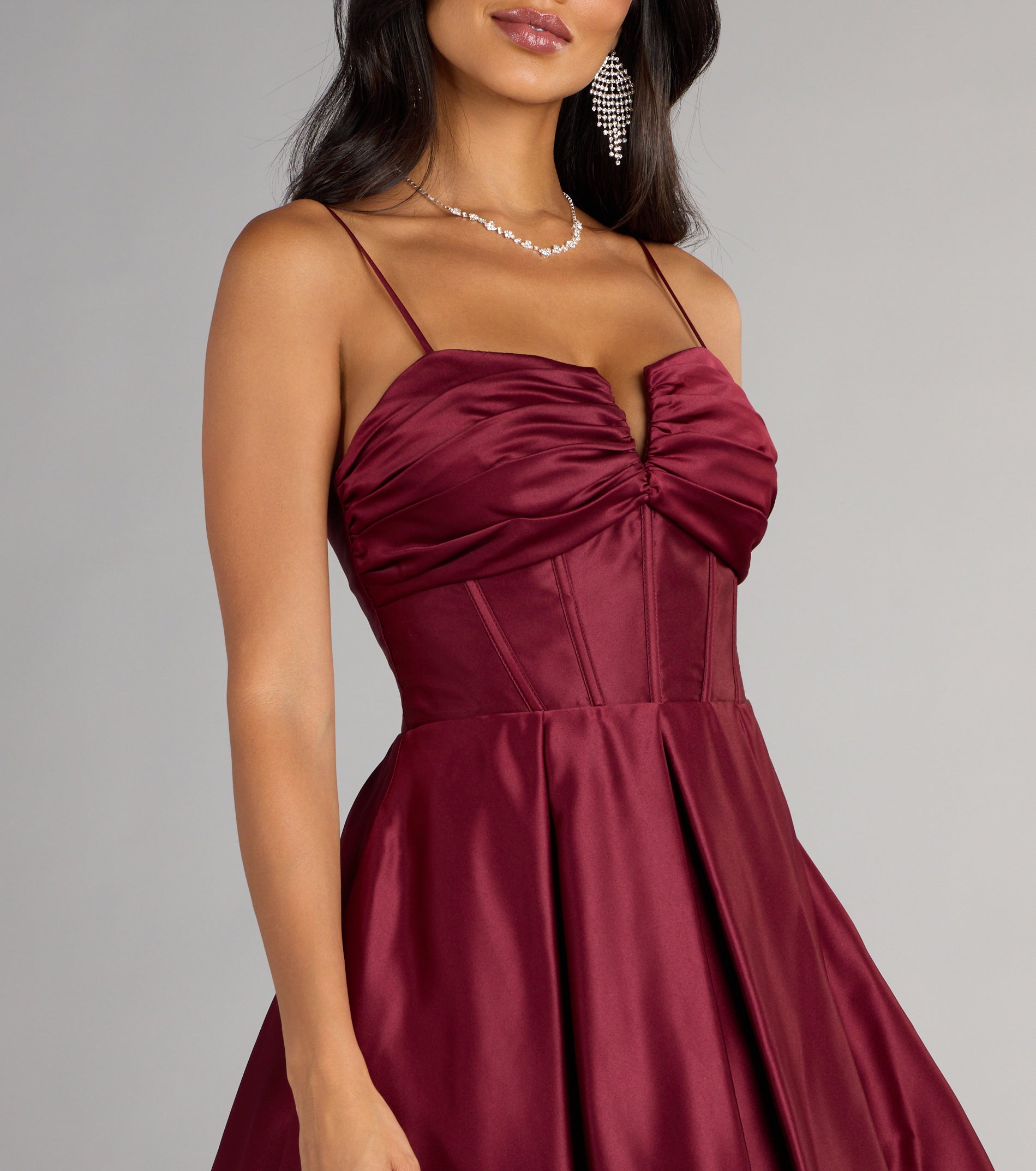Joelle Satin Corset Skater Dress