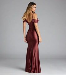 Jelene Cold-Shoulder Mermaid Satin Formal Dress