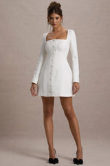 Andie | White Tailored Square-Neck Mini Dress